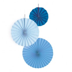 3 Fan Decorations Sky Blue...