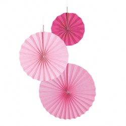 3 Fan Decorations Hot Pink...