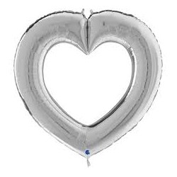 Ballon coeur ouvert argent...