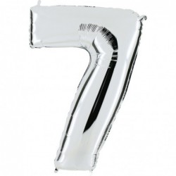 Ballon mylar métallisé argent chiffre 7 hauteur 102 cm