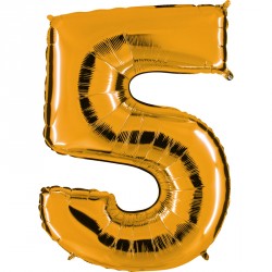 Ballon mylar métallisé or chiffre 5 hauteur 102 cm
