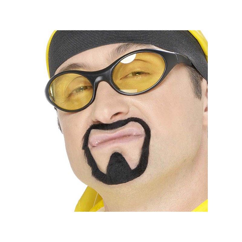 Moustache et bouc rapper noir  auto-adhésive