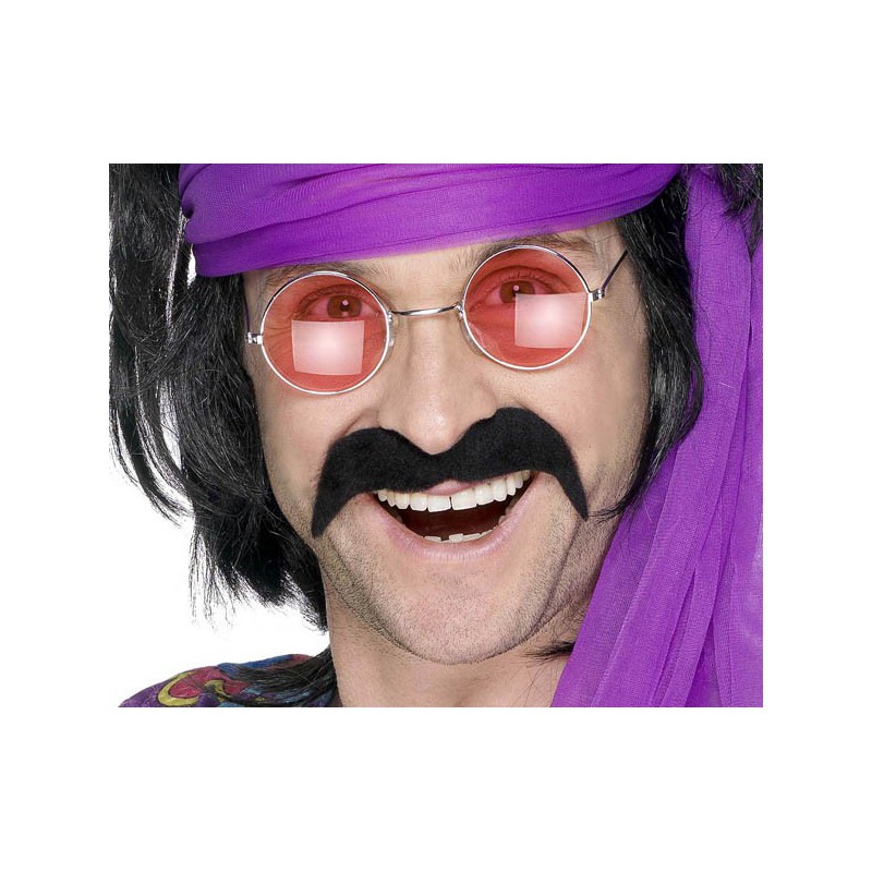 Moustaches 70's/80's noires auto adhésives