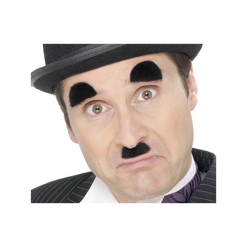 Moustaches et sourcils charlot auto adhésifs