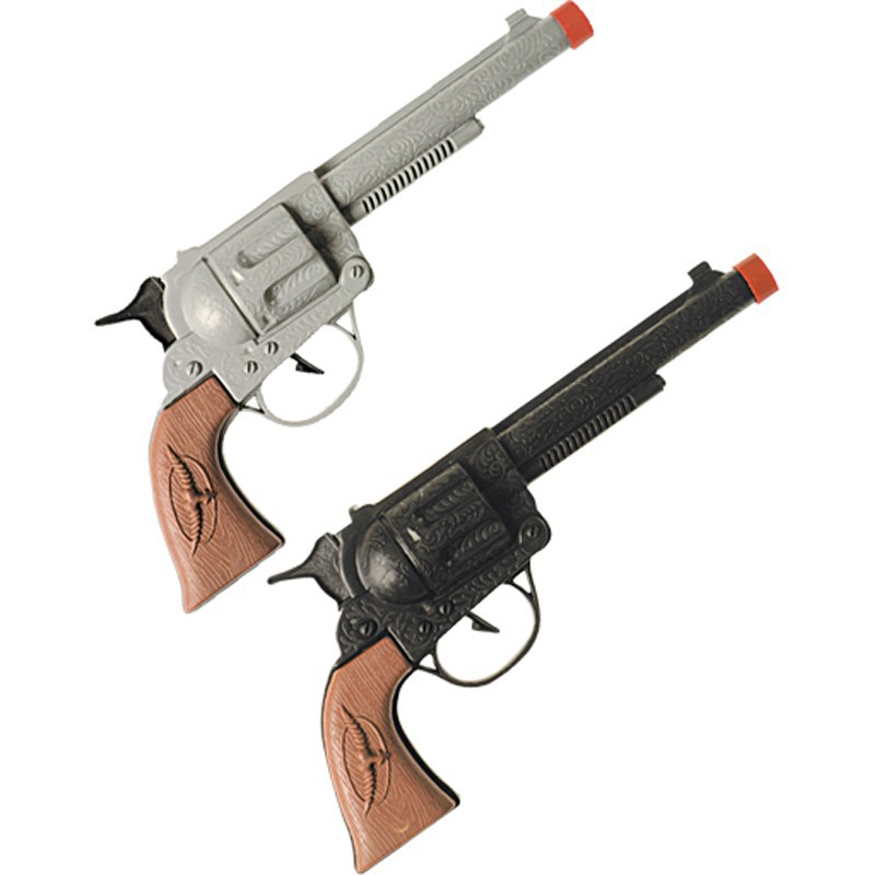 Pistolet cow-boy plastique adulte (marron/gris assorti)