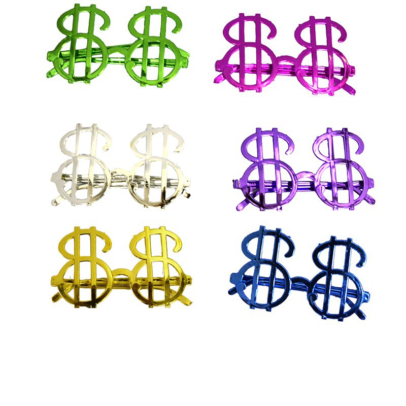 Lunettes dollar sans verre couleurs assorties