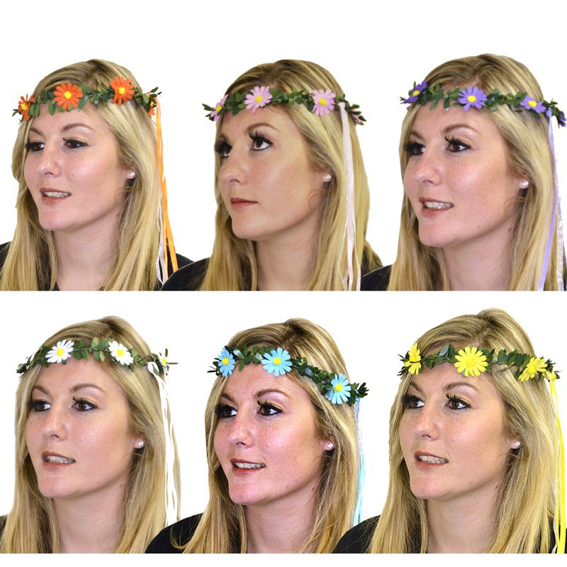 Couronne de fleurs adulte - 6 couleurs assorties