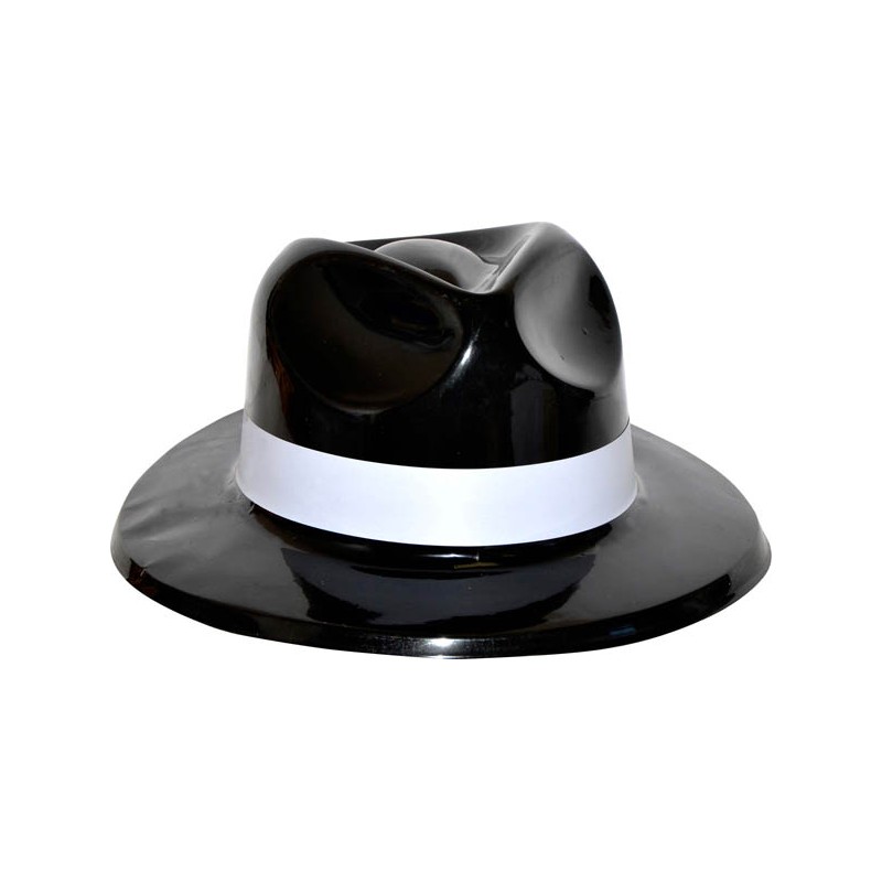 Chapeau gangster adulte pvc noir