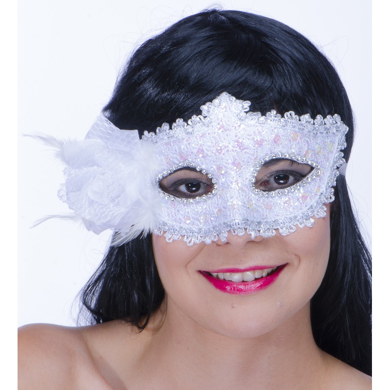 Loup baroque blanc , or , noir