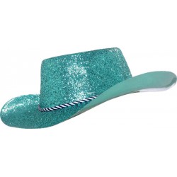 Chapeau de cowboy adulte paillete en pvc turquois
