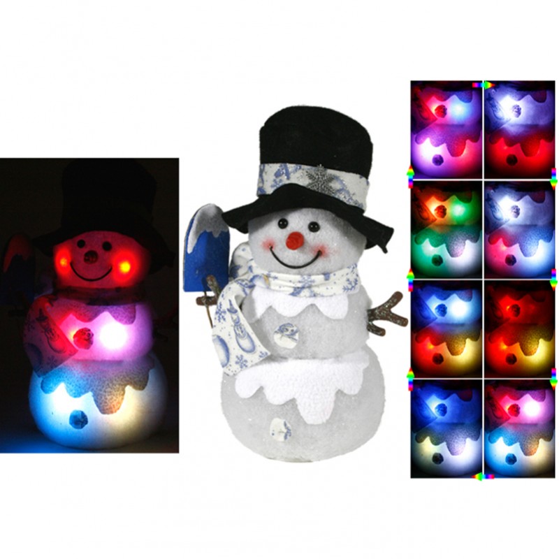Bonhomme de neige lumineux 3 modèles assortis 20 cm