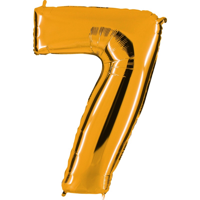 Ballon mylar métallisé or chiffre 7 hauteur 102 cm