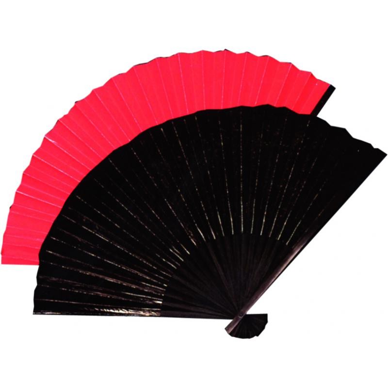 Éventail Chinois 23 CM environ en tissu 100% polyester noir