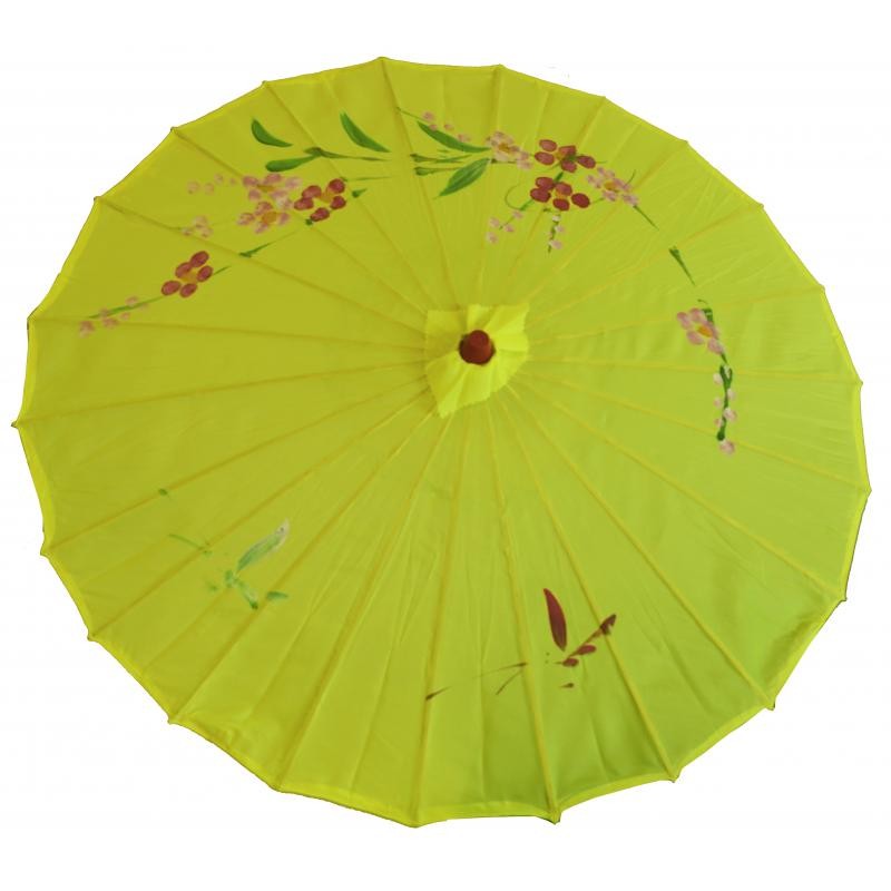 Ombrelle chinoise en tissu décoré VERT