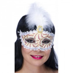 Loup marquise dentelle et plume