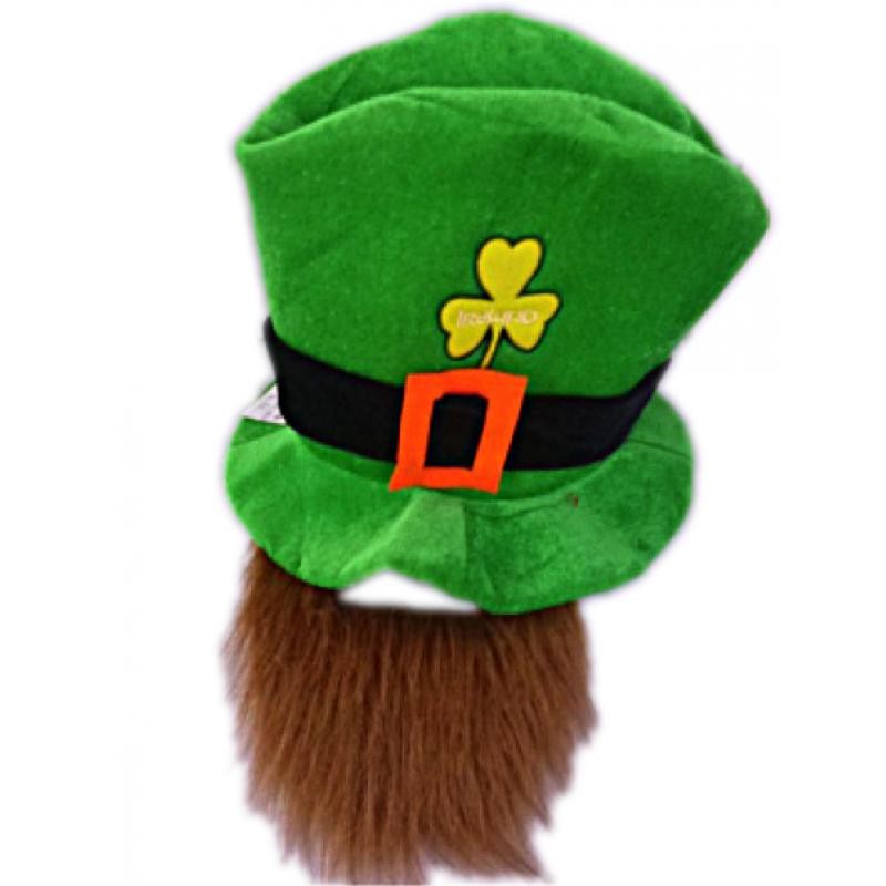 Haut de forme st Patrick avec barbe en mousse