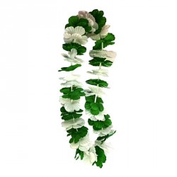 Collier hawaïen tissu saint Patrick vert et blanc 40cm