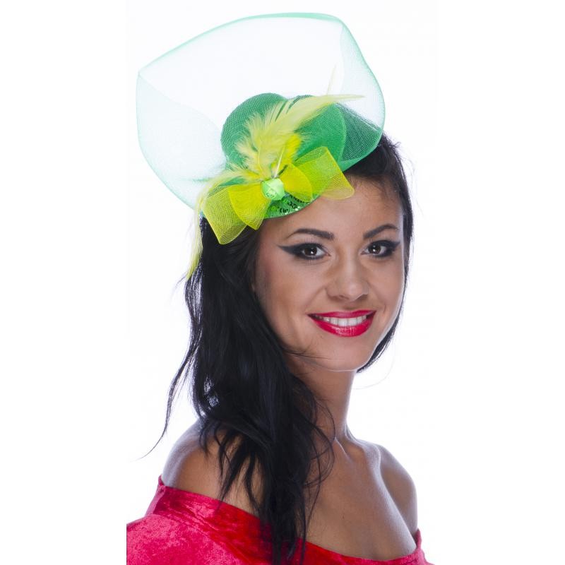 Mini chapeau haut de forme adulte avec voile mod ass vert