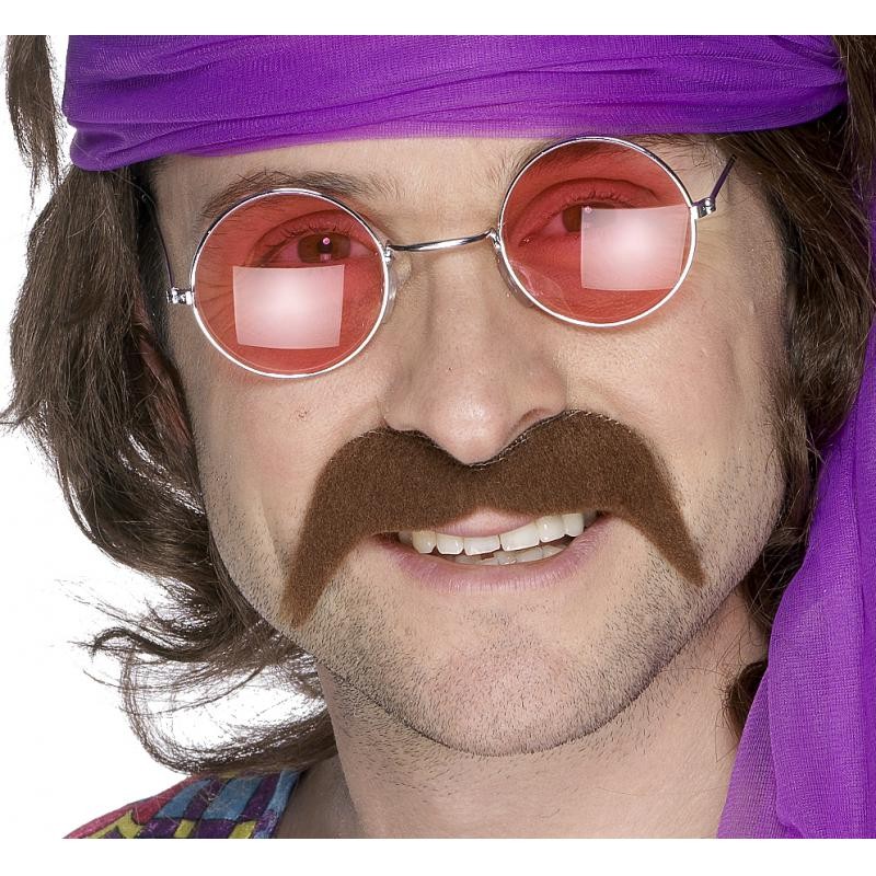 Moustache 70 s / 80 s châtain auto adhésive