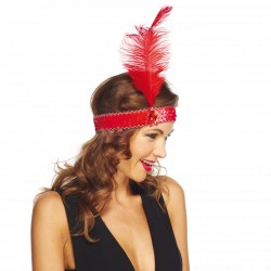 Bandeau charleston a sequins avec pierre rouge