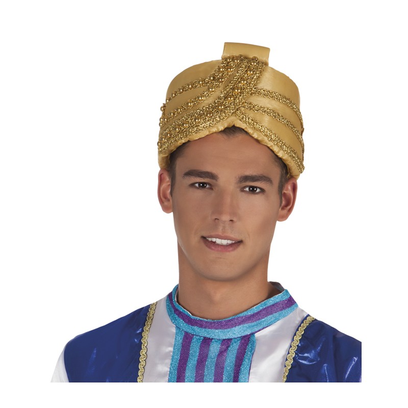 Turban de sultan adulte satine doré