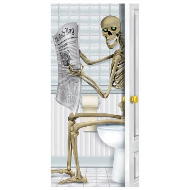 Décor de toilettes squelette 75cm x 150cm