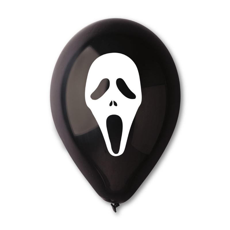10 ballons Halloween noir et blanc fantôme 30 cm