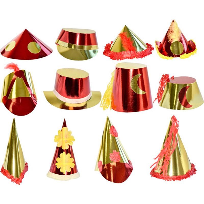 Chapeau grand modèle métallisé rouge/or