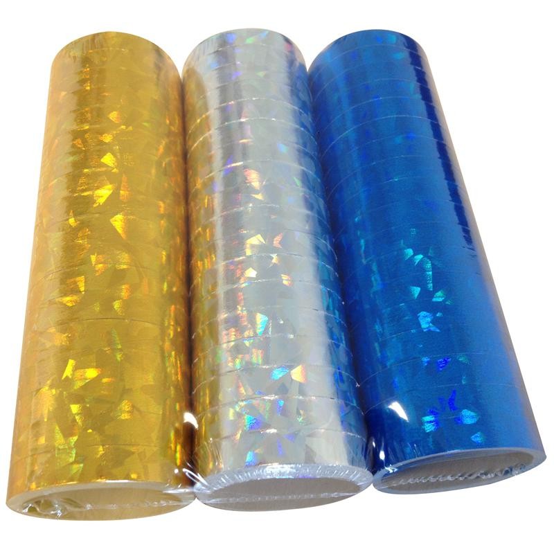 Sachet de 3 rouleaux serpentins hologrammes 4m