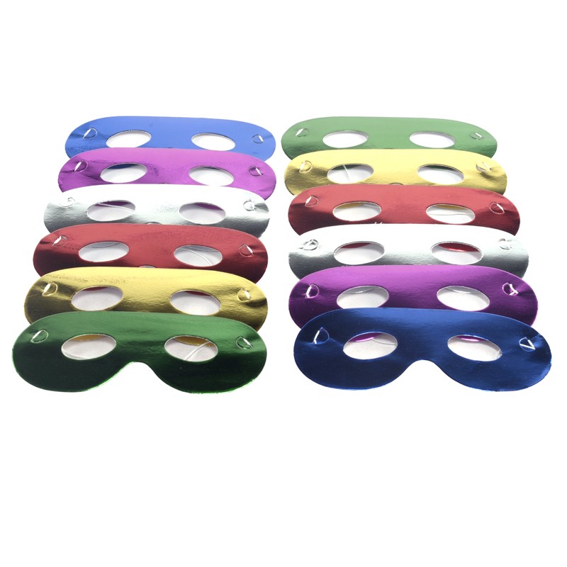 Sachet de 12 loups en carton métallisés assorties