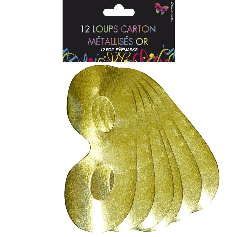 Sachet de 12 loups carton métallisés or