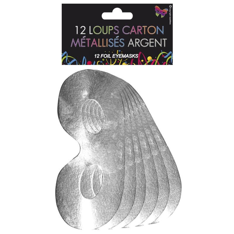 Sachet de 12 loups carton métallisés argent