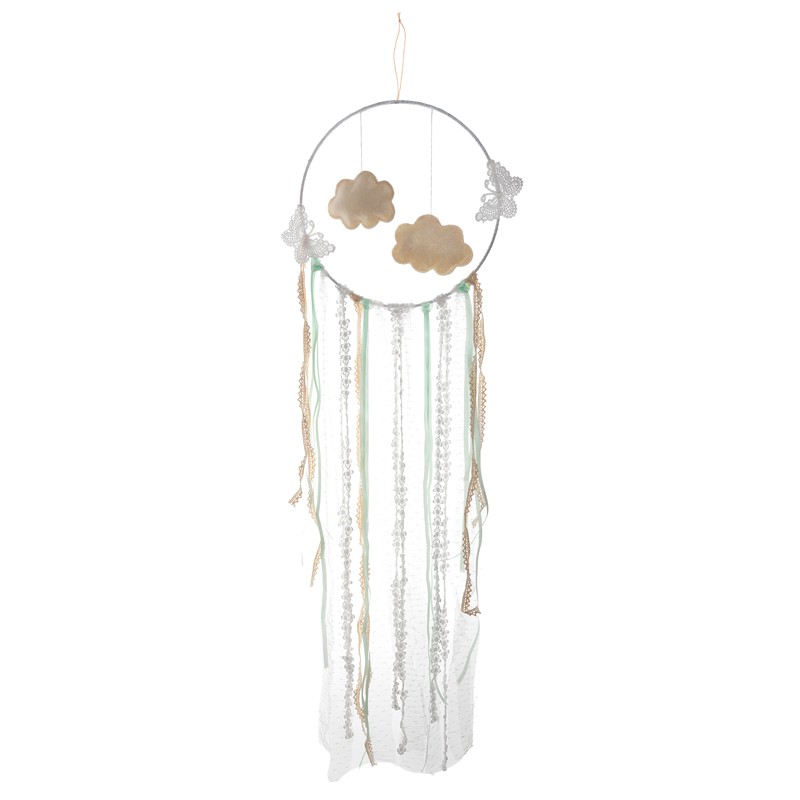 Attrape rêve dreamcatcher en polyester vert ø25x78 cm