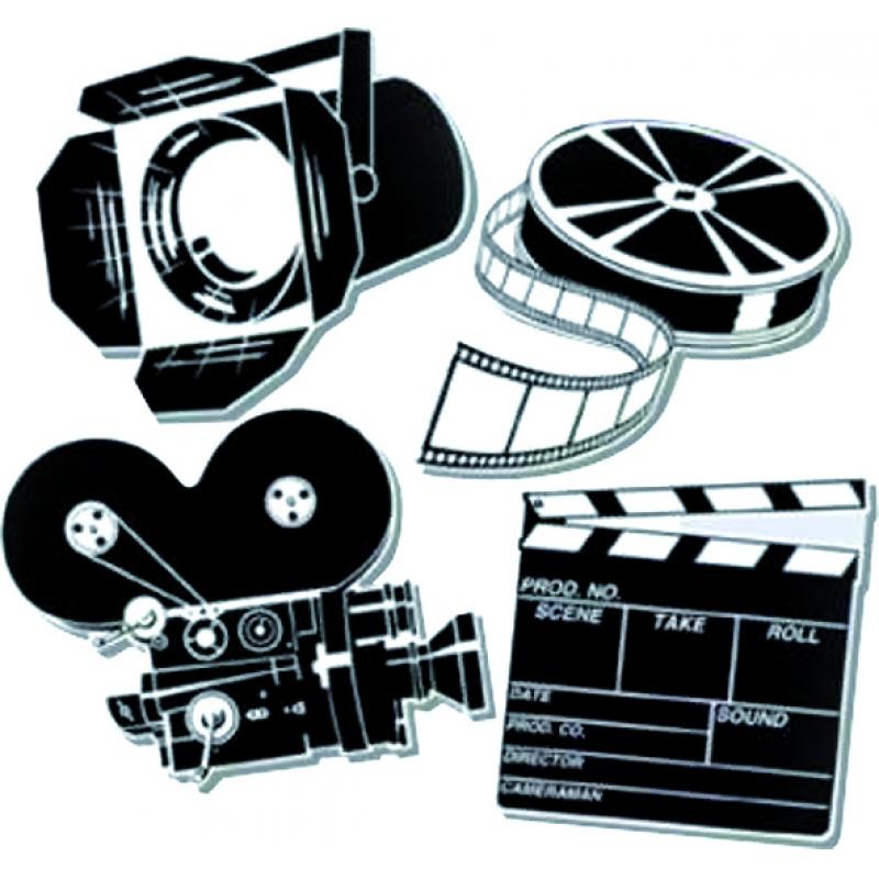 Set de 4 decorations cinema 40 cm - carton imp 2 faces