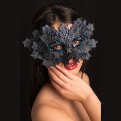 Loup feuille en tissu bleu...