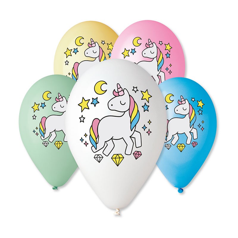 5 ballons douce licorne