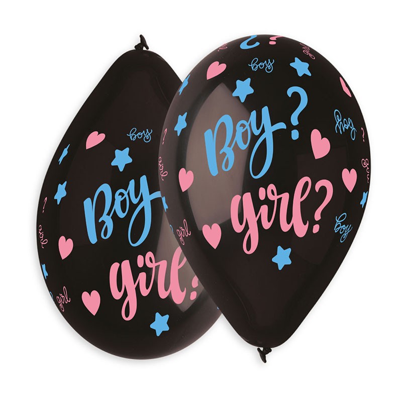 5 ballons gender reveal "boy ? girl ?"