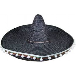 Sombrero noir à pompons 50...