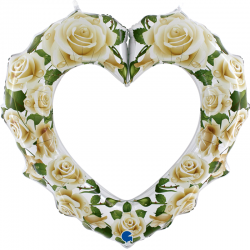 Ballon 42″ White Roses Heart